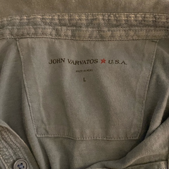 John Varvatos blue Leroy Johnny collar style 100% cotton men’s stretchy shirt - Picture 10 of 11